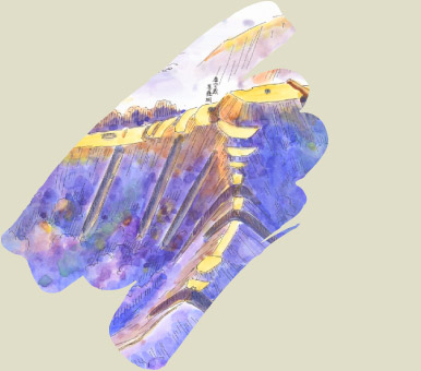 古城山城跡鳥瞰図