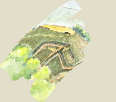 桝形城跡鳥瞰図