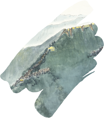 尼巌城跡 鳥瞰図