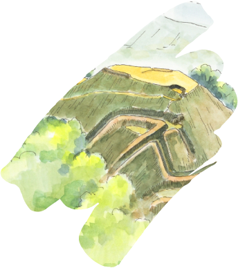 桝形城跡 鳥瞰図